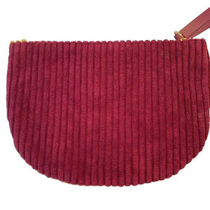 NWOT Ipsy Maroon and Mustard Corduroy Bag 